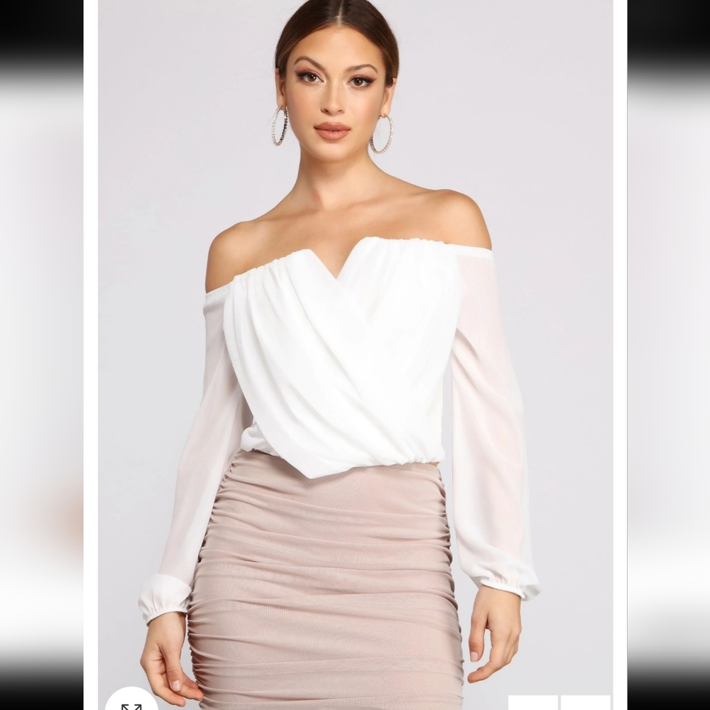 Windsor Off The Shoulder White Longsleeve Blouse